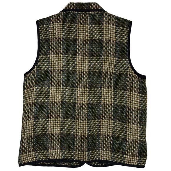 CHRISTOPHER & BANKS - Olive Green, Tan, Black & Blue Tweed Button Front Vest - L - Picture 2 of 7